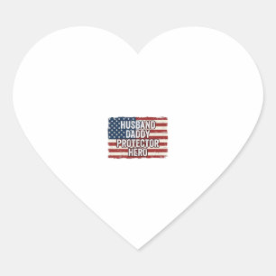 Sticker Cœur Chemise de drapeau de héros protecteur mari patrio