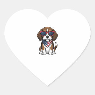 Sticker Cœur Chemise lunettes de soleil pour chiot Beagle patri
