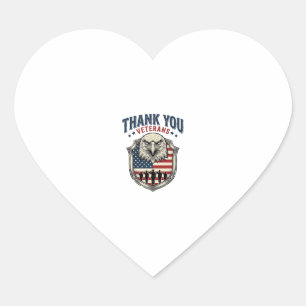 Sticker Cœur Chemise Thank You Veterans Patriotic Eagle Shield_