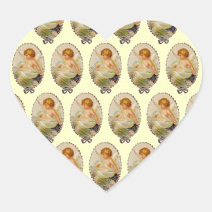 Sticker Cœur Cherubs vintages