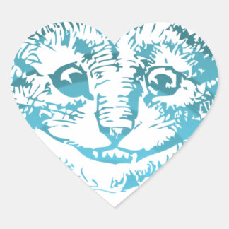 Sticker Cœur Cheshire Chat Bleu rayé