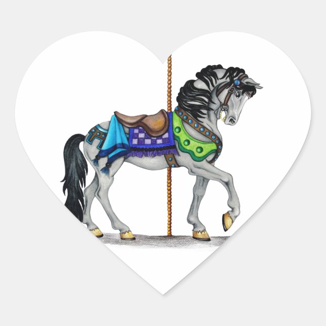Sticker Cœur Cheval de carrousel (Devant)