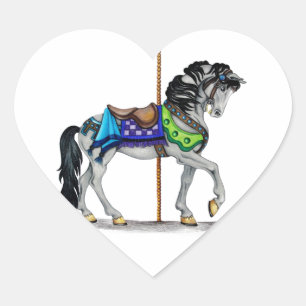 Sticker Cœur Cheval de carrousel