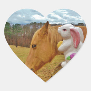Sticker Cœur Cheval Jaune, Lapin De Printemps