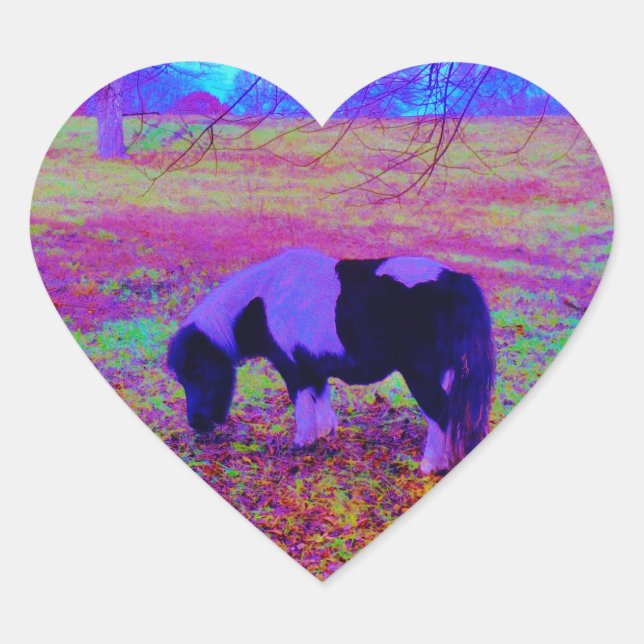 Sticker Cœur Cheval mauve miniature (Devant)