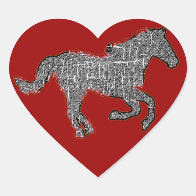 Sticker Cœur cheval noir (Devant)