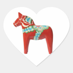 Sticker Cœur Cheval rouge de Dala de Suédois