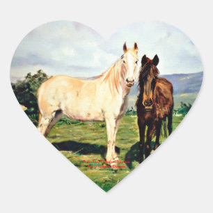 Sticker Cœur Chevaux/Cabalos/Horses