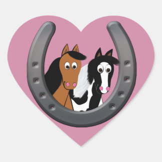 Sticker Cœur chevaux en fer à cheval