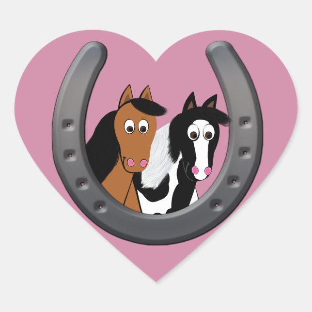 Sticker Cœur chevaux en fer à cheval (Devant)