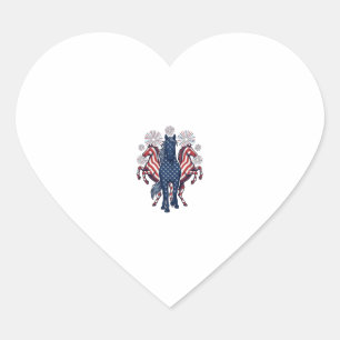 Sticker Cœur Chevaux patriotiques Conception vectorielle de feu