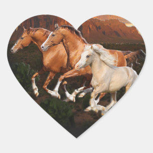 Sticker Cœur Chevaux sauvages d'Arizona