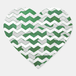 Sticker Cœur Chevron Vache vert et blanc Impression