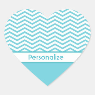 Sticker Cœur Chevrons bleus et blancs d'Aqua de très bon goût