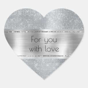 Sticker Cœur Chic Glam Argent Paillettes 