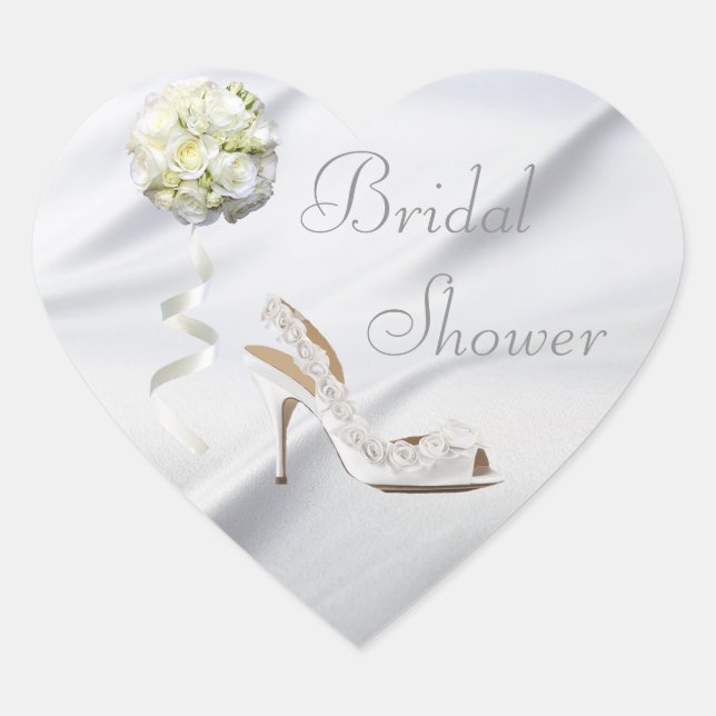 Sticker Cœur Chic Mariage Chaussure & Bouquet Fête des mariées (Devant)