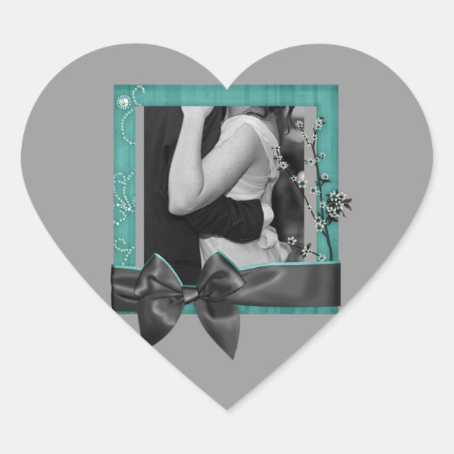 Sticker Cœur Chic Paris turquoise noir vieux hollywood mariage (Devant)