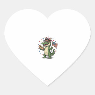 Sticker Cœur Chien Chaud Alligator Patriotique Vintage Vector T
