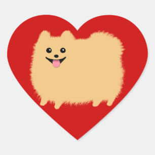 Sticker Cœur Chien de bande dessinée de Pomeranian - Pommy