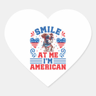 Sticker Cœur Chien de boîte patriotique pour 4 juillet
