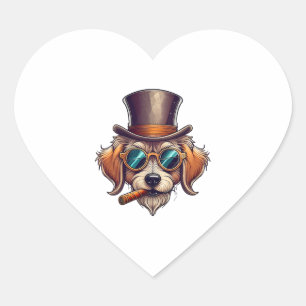 Sticker Cœur Chien de cigares