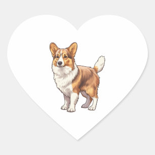 Sticker Cœur Chien de Corgi mignon