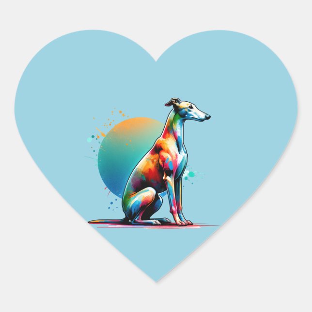 Sticker Cœur Chien de Greyhound (Devant)