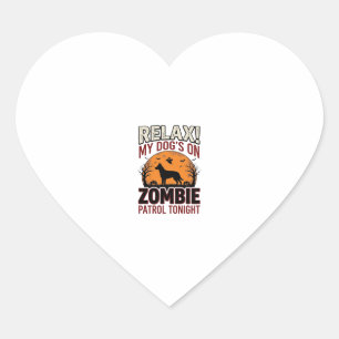 Sticker Cœur Chien de patrouille zombie Halloween Gravure vinta