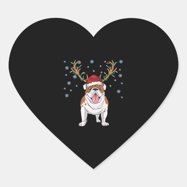 Sticker Cœur Chien de rennes de taureau de Noël (Devant)