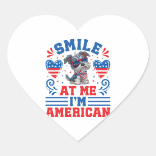 Sticker Cœur Chien de Schnauzer Patriotique pour 4 juillet