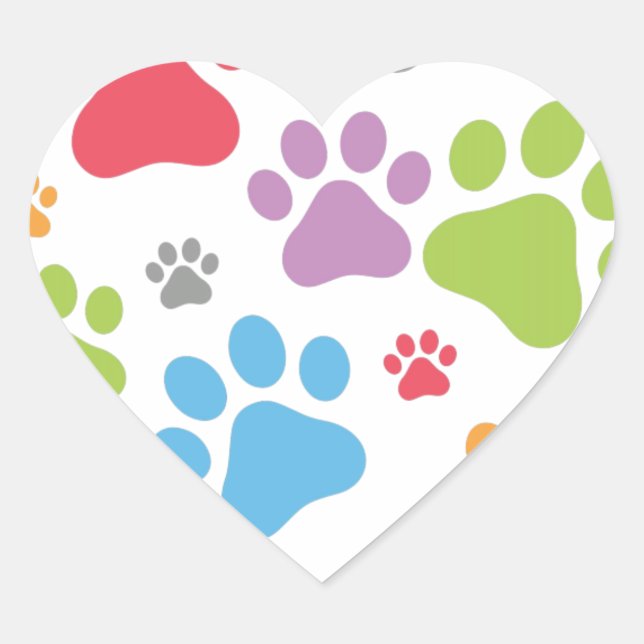 Sticker Cœur Chien d'empreintes (Devant)