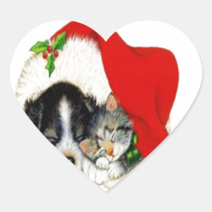 Sticker Cœur Chien et chat