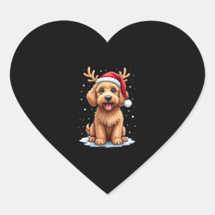 Sticker Cœur Chien Goldendoodle de Noël Renne Doodle de vacance