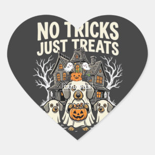 Sticker Cœur Chien Mignon Halloween Pas de Farces Rien que des