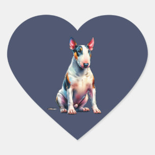 Sticker Cœur Chien miniature Bull Terrier