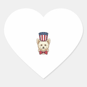 Sticker Cœur Chien patriotique chapeau haut de forme vintage ve