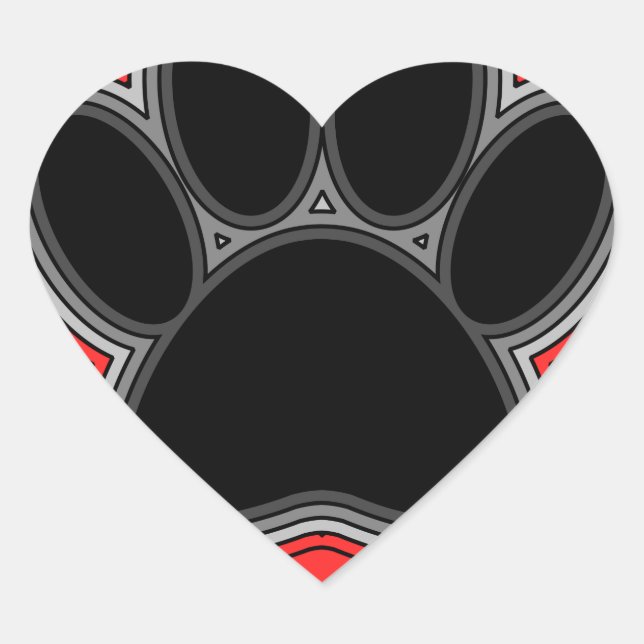 Sticker Cœur Chien Paw Dans Le Coeur Rouge Avec Les Outlines (Devant)