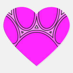 Sticker Cœur Chien Paw En Rose Avec Des Contours