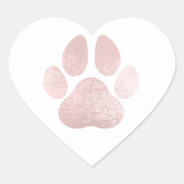 Sticker Cœur Chien Pet Adulte Paw Rose Maigre Coeur Blanc
