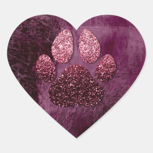 Sticker Cœur Chien Pet Rose Burgund Parties scintillant Étincel