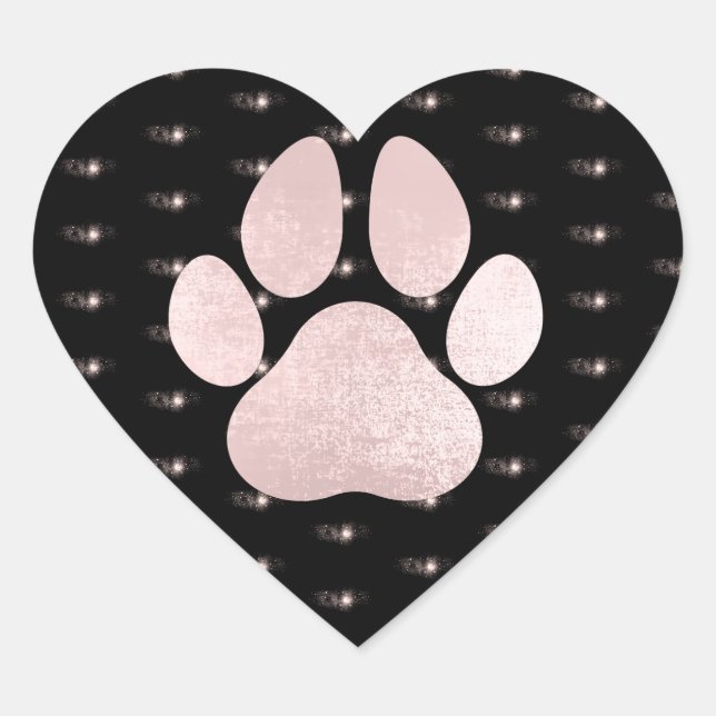 Sticker Cœur Chien Pet Rose Burgund Parties scintillant Étincel (Devant)