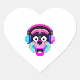 Sticker Cœur Chien portant un casque et s'amuser