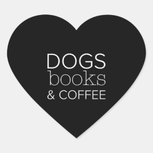 Sticker Cœur Chiens Livres Café Vêtement Chien Maman