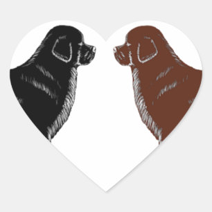 Sticker Cœur Chiens noirs et Brown de Terre-Neuve