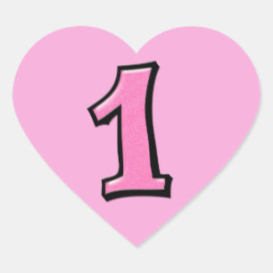 Sticker Cœur Chiffres stupides 1 Coeur rose