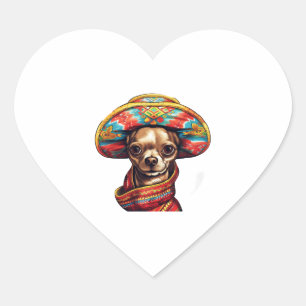 Sticker Cœur Chihuahua Mexique Cinco de Mayo Funny Chien