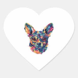 Sticker Cœur Chihuahua Mosaic Geometrical Art Chien