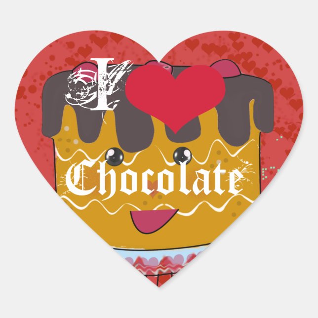 Sticker Cœur Chocolat du coeur - J'aime le chocolat (Devant)