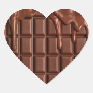 Sticker Cœur Chocolat fondu au-dessus d'un bloc de chocolat