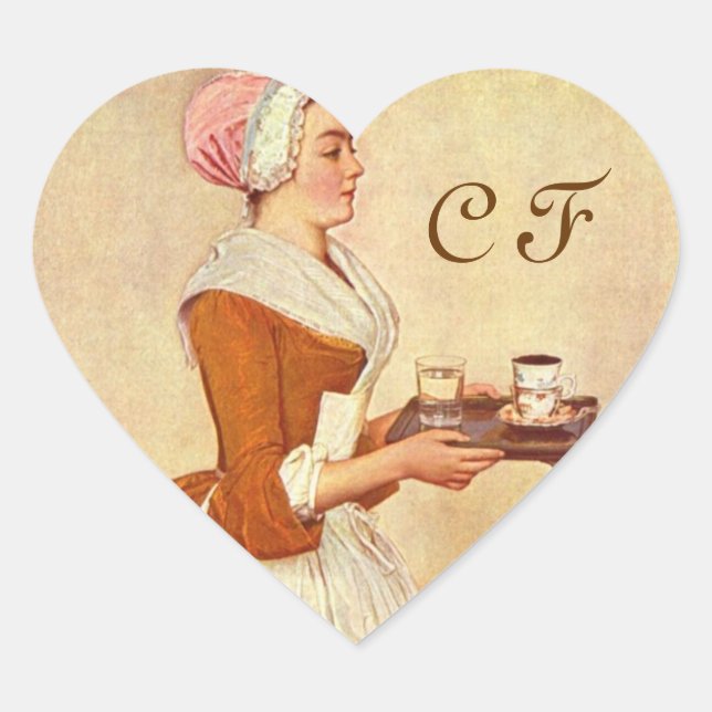 STICKER CŒUR CHOCOLAT FONDUE DINNER FÊTE COEUR MONOGRAMME (Devant)
